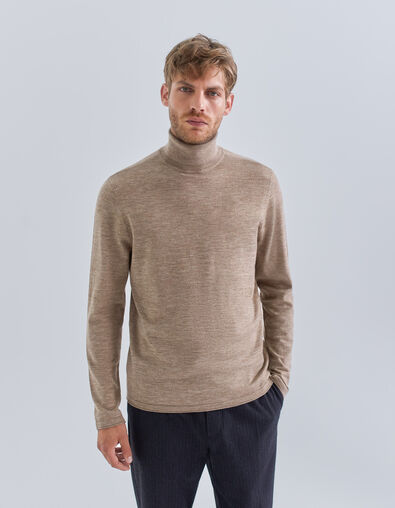 Pull cappuccino tricot à col roulé Homme - IKKS