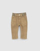Baby boys’ brown elasticated waist jeans-1