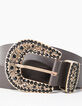 Women’s chocolate leather belt, jewelled cowboy buckle-3