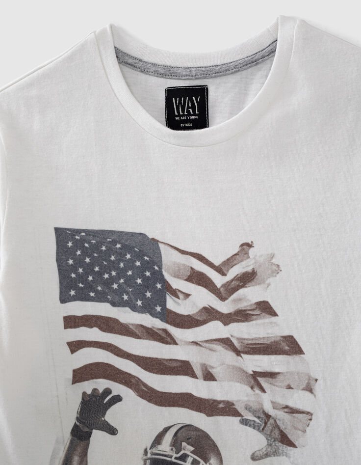 T-shirt blanc cassé visuel footballeurs américains garçon -2