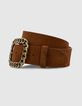 Women’s sand suede curb-chain style belt-4