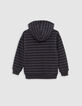 Boy's reversible burgundy and black striped cardigan-4