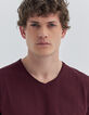 Men’s burgundy Essential V-neck t-shirt-4