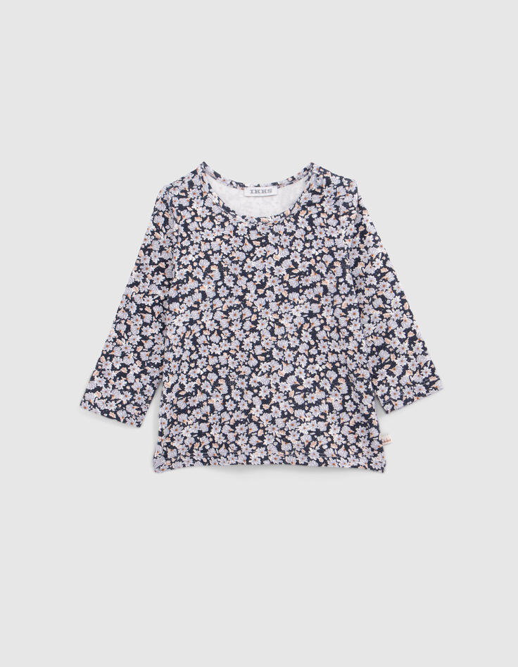 Ensemble 2-en-1 T-shirt fleurs et robe jean bébé fille-8