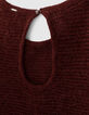 Women’s burgundy boat neck sweater with teardrop back-4