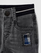Light grey jeans knitlook met patches babyjongens -4