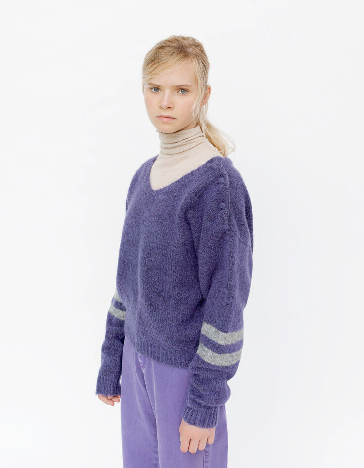 Girls’ purple knit cropped sweater-8