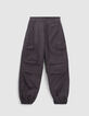 Girls’ grey parachute-style canvas COMBAT trousers-3
