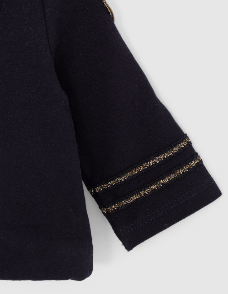 Baby girls’ navy officer sweatshirt fabric cardigan-4