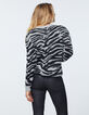 Women’s grey jacquard tiger fluffy wool sweater-3