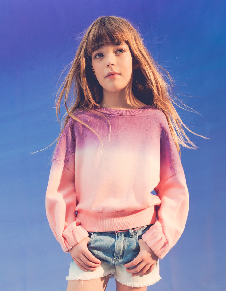 Girls’ pink deep dye-look sweatshirt-1