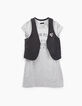 Girls’ medium grey marl 2-in-1 dress + striped waistcoat-3