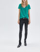 Women’s mint embroidered linen knit T-shirt-5