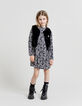 Robe 2-en-1 noire floral rock et gilet doudou fille-1