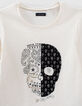 T-shirt écru coton bio visuel tête de mort fille-2