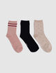 Pink, gold and black girls' socks-1