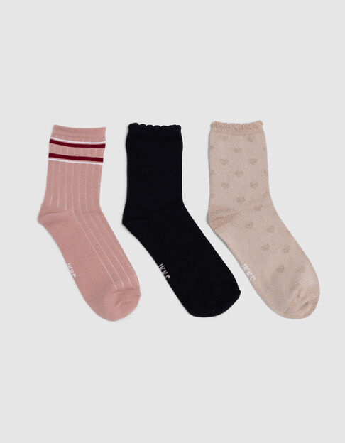 Rosa, goldene und schwarze Mädchensocken - IKKS