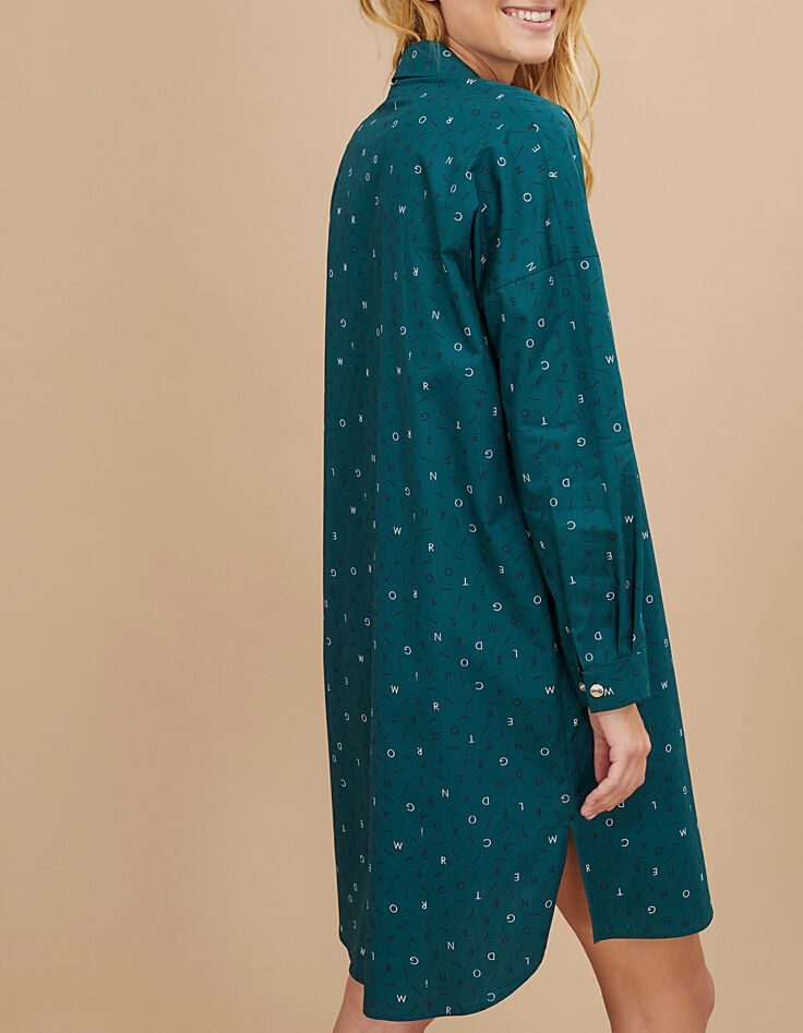 Robe duck green zippée imprimé typo I.Code-3