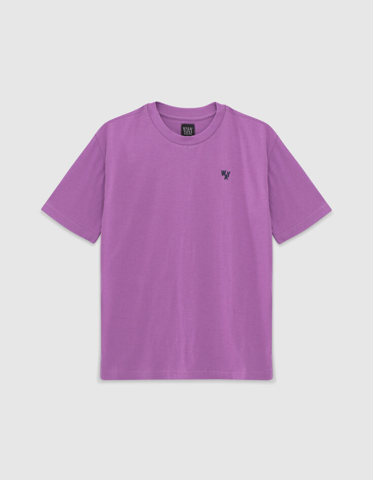 Camiseta violeta diseño flocado terciopelo detrás niño-3