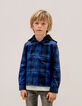 Blue plaid shirt with removable boy's hood-2