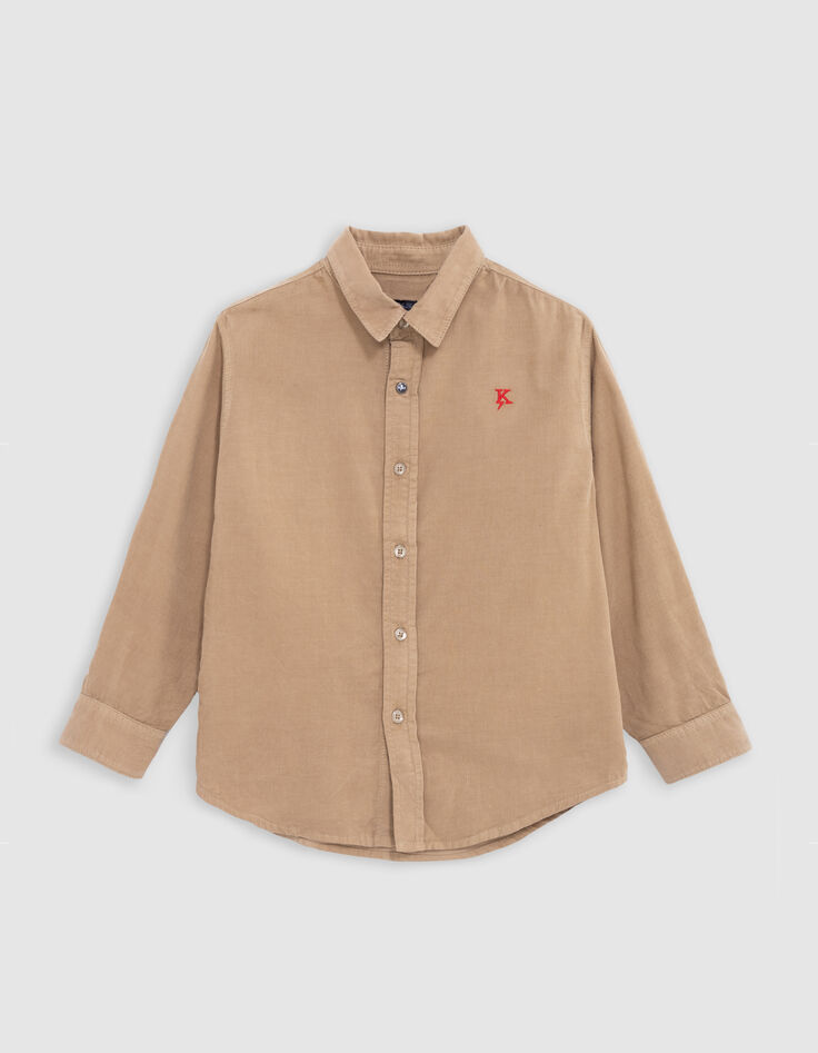 Boy’s camel corduroy shirt with embroidered lightning-K-2