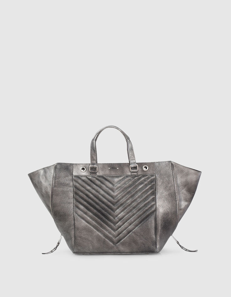 Women’s quilted chevron METALLIC 1440 tote bag-1
