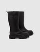 Women’s black rain boots with lugged soles-2