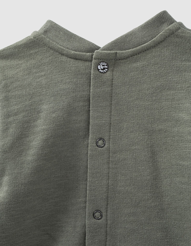 Baby’s khaki skull embroidery organic fabric sweatshirt-4