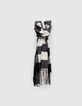 Zwarte sjaal met franjes ruitmotief meisjes-2