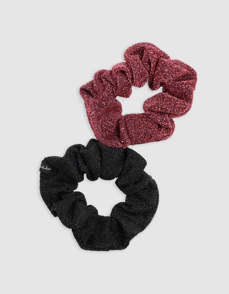 Black and pink glitter scrunchies for girls-1