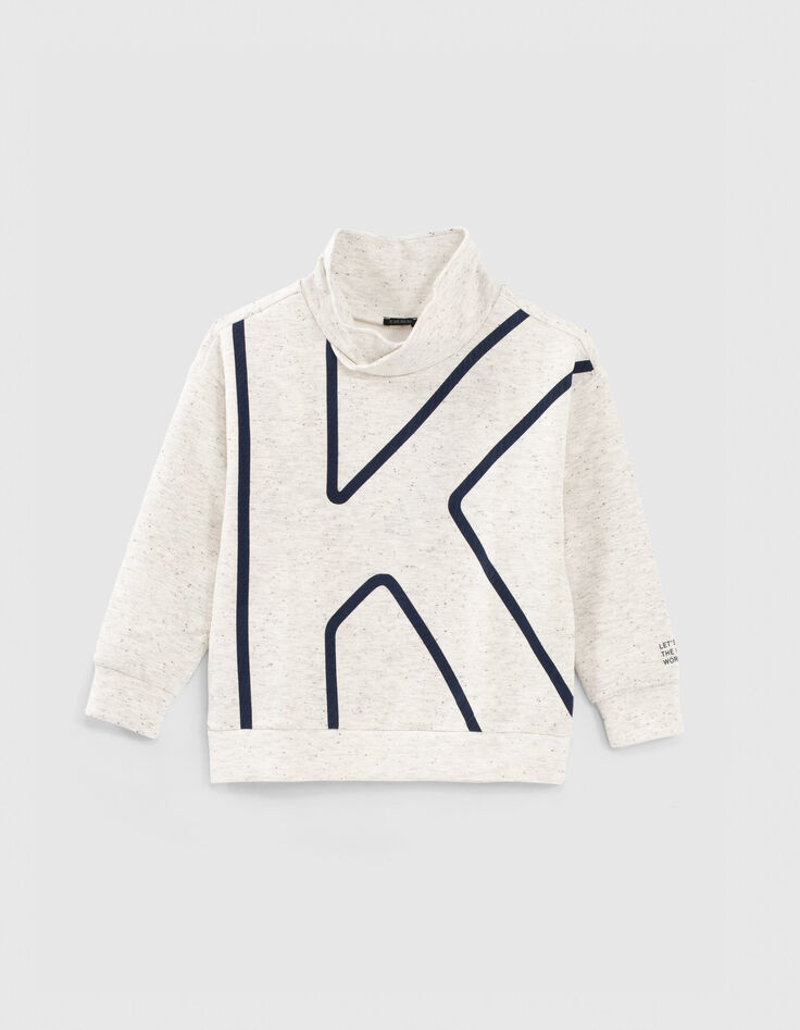 Gemêleerd witte sweater opstaande kraag maxi K jongens -1