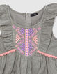 Girls’ khaki jacquard fabric top with neon embroidery-4