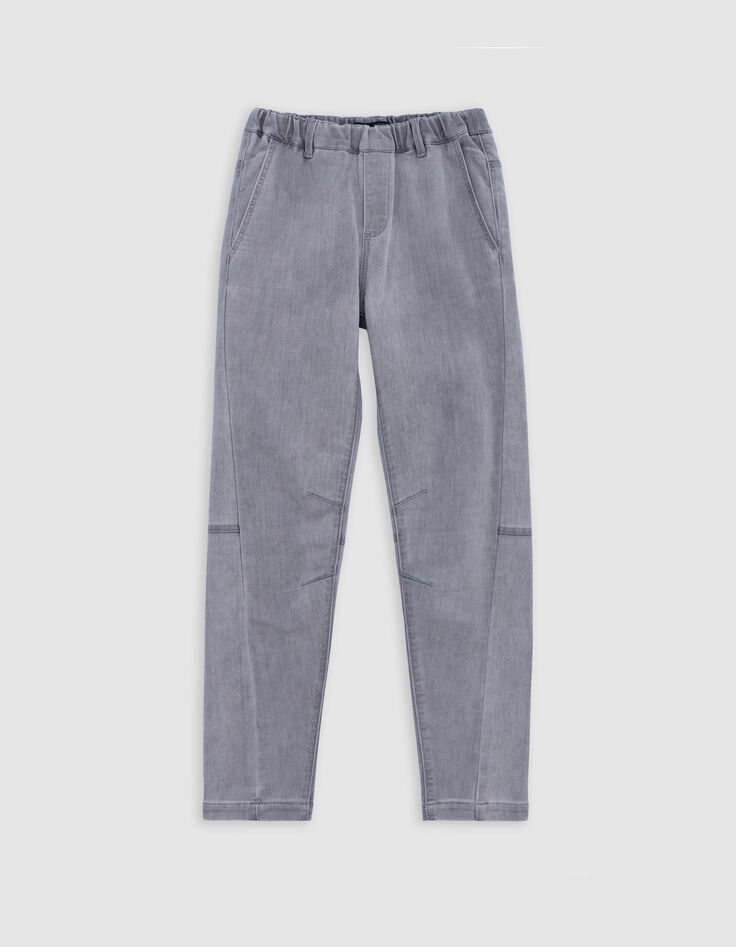 Grijze afgeknipte kniejeans JOGGER voor jongens-2