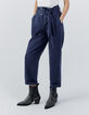 Marineblauwe brede broek met afneembare riem Dames-5
