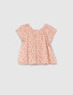 Perzik blouse microbloemetjesprint EcoVero™ babymeisjes-2
