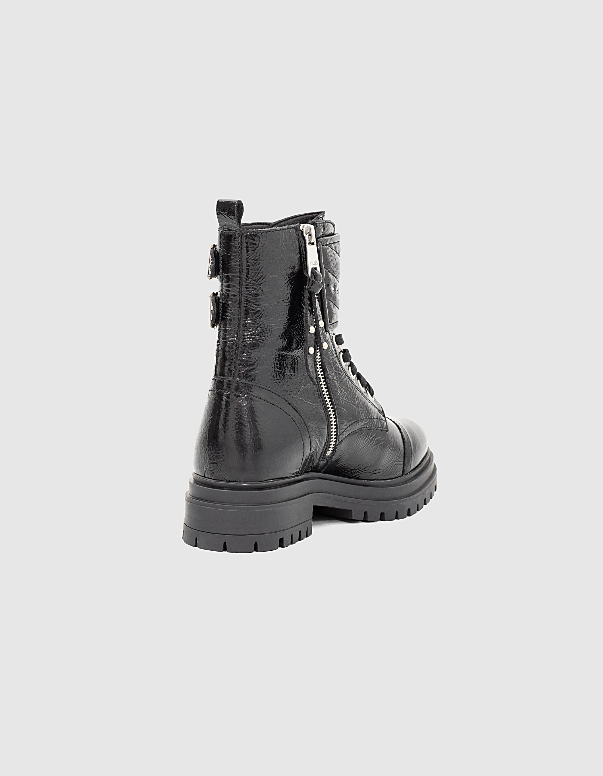 glossy combat boots