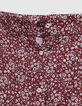 Girls' burgundy micro floral print long skirt-6