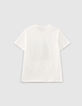 T-shirt blanc cassé à visuel lynx garçon -3