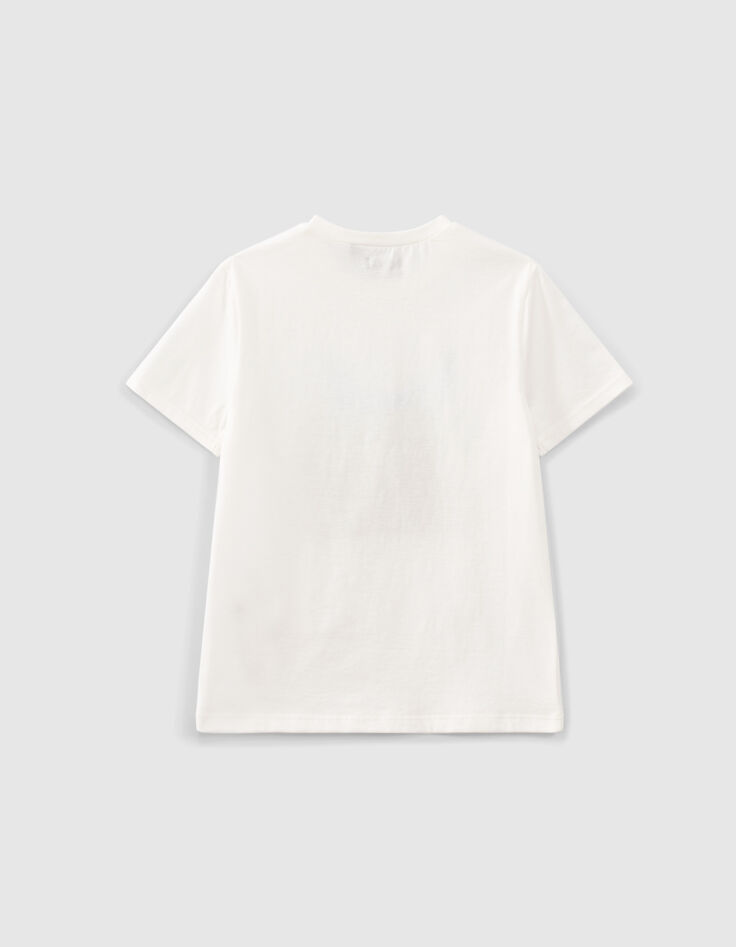 Gebroken wit T-shirt bio opdruk lynx jongens -3