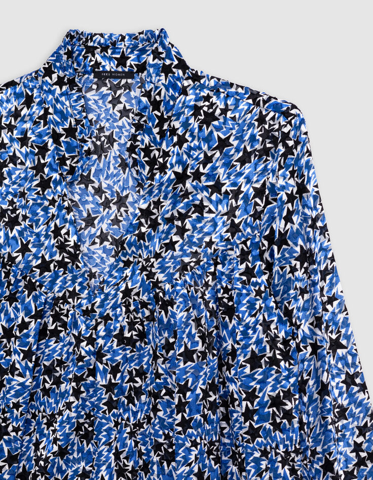 Blusa azul eléctrico con estampado de estrellas y rayos-5