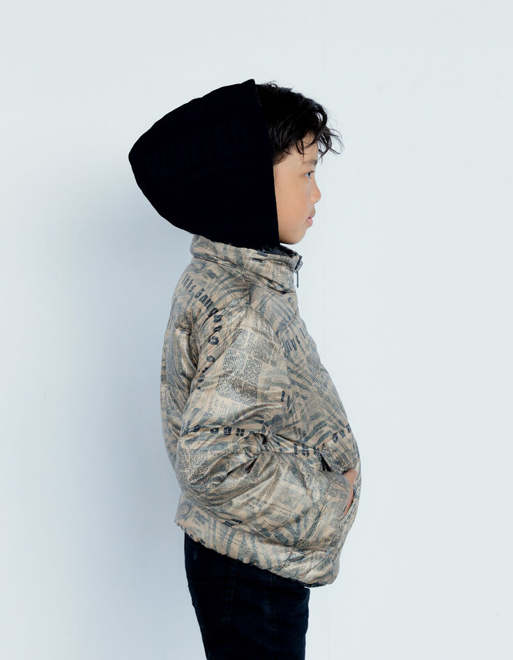 Boys’ mocha print/black reversible padded jacket-2