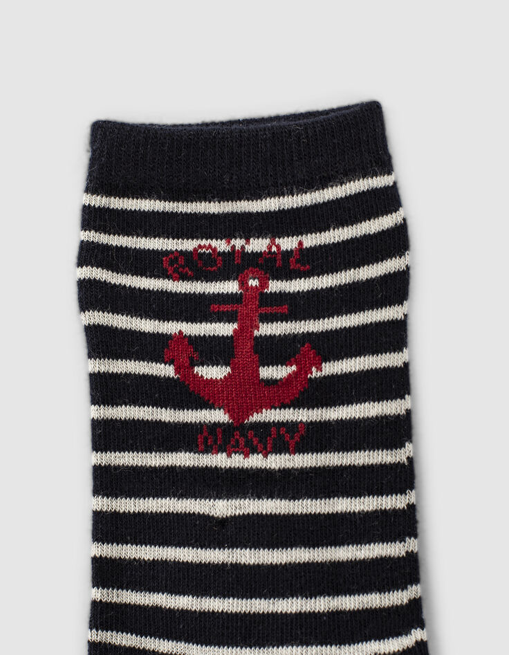 Boys’ dark navy, ecru and red socks-6