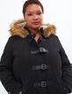 I.Code black fur-lined duffle coat-style parka-5