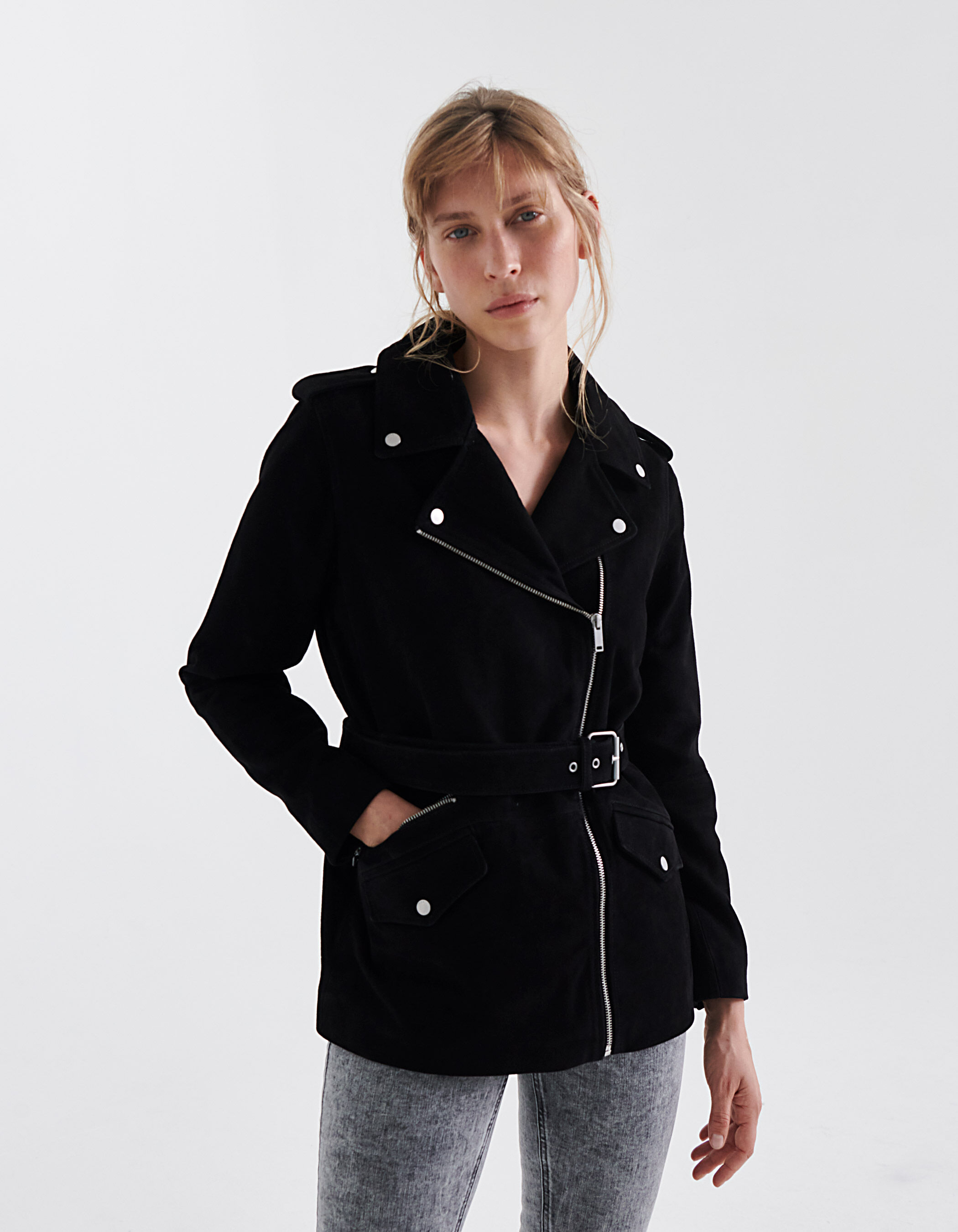 River island black cheap suede jacket