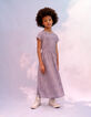 Robe longue écrue LENZING™ ECOVERO™ fleurs mauve fille-8