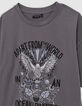 T-shirt gris coton bio visuel aigle fille-4