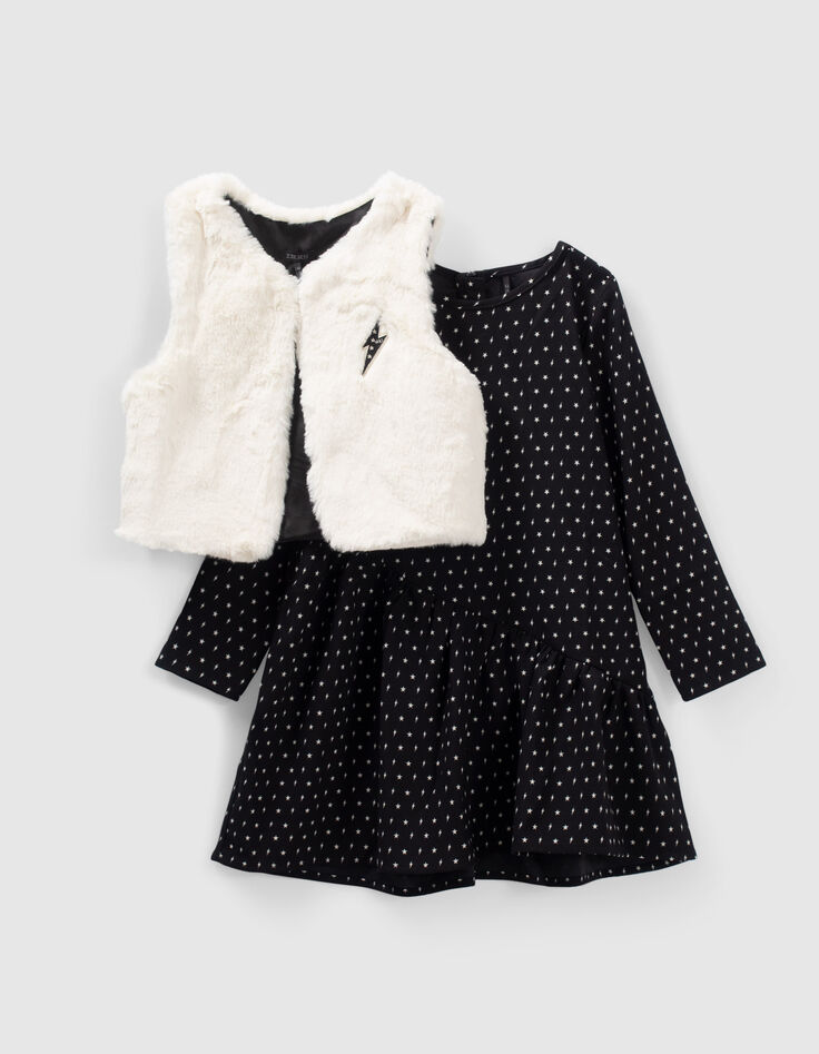 Girls’ 2-in-1 minimalist print dress with gilet-4
