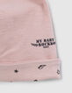 Baby’s pink+rock print organic cotton reversible beanie-6