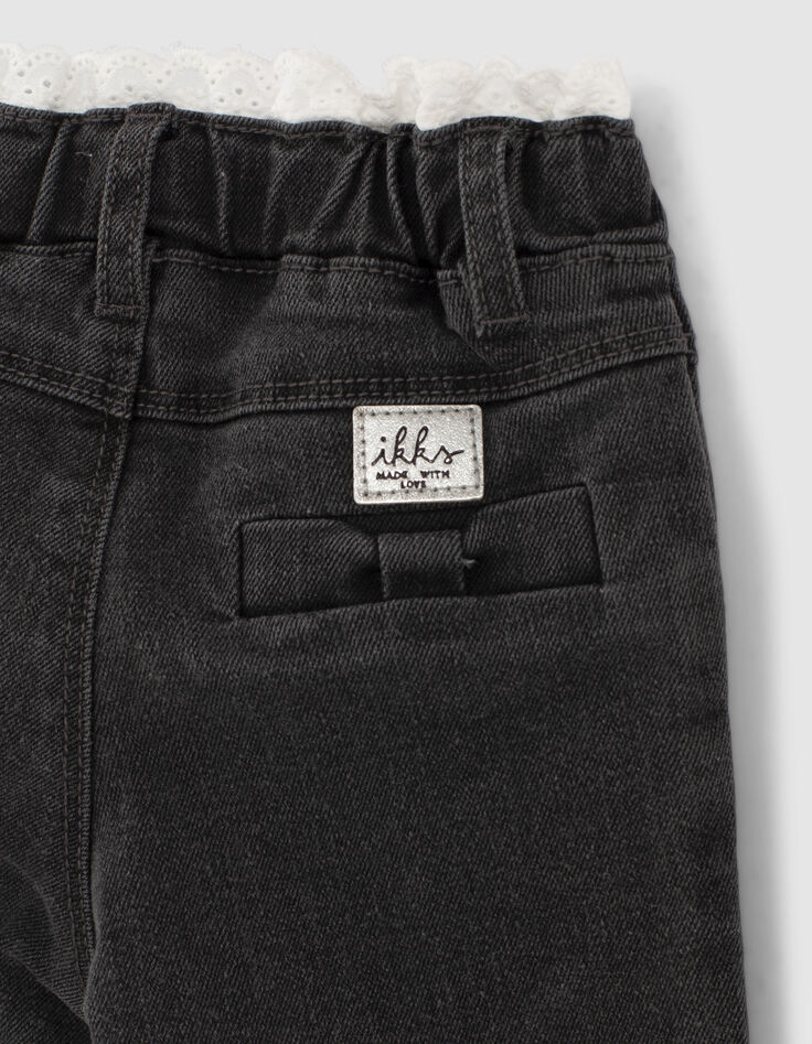 Paperbag jeans medium grey kant taille babymeisjes-5