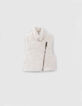 Off-white sleeveless biker-style vest for baby girls-1